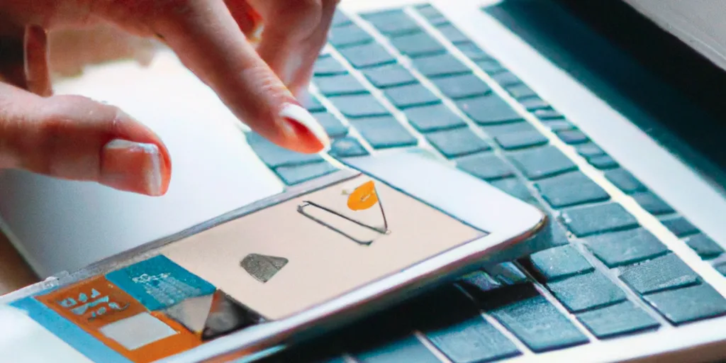 A picture of a woman holding her cellphone and reading a personalized message on the screen.