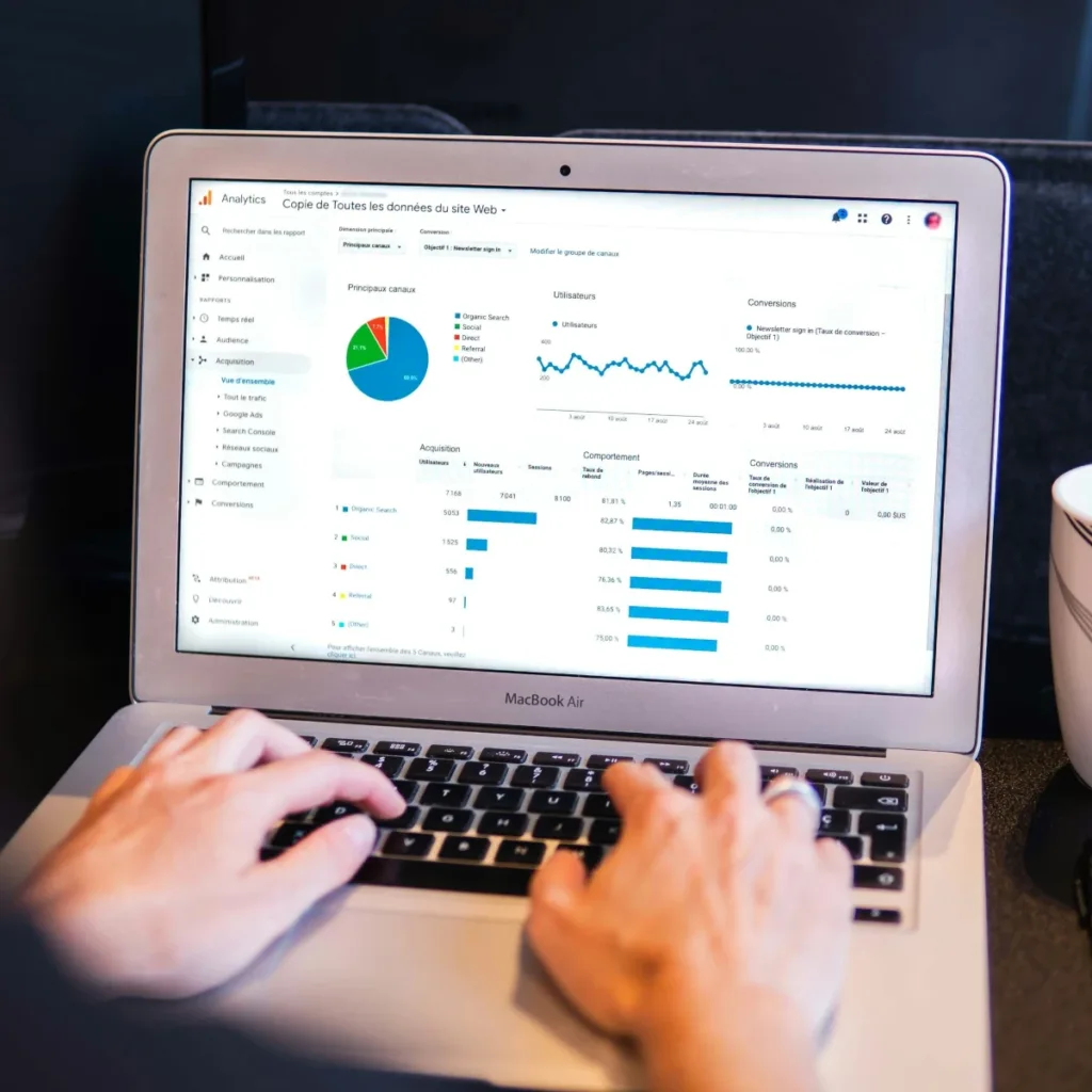 Analyzing digital marketing metrics on a web design project.