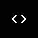 White minimalist angle brackets icon centered on a solid black background.