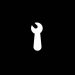 White minimalist wrench icon centered on a solid black background.